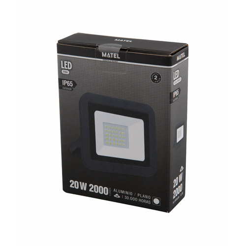 PROYECTOR LED PLANO NEGRO IP65 20W FRÍA MATEL