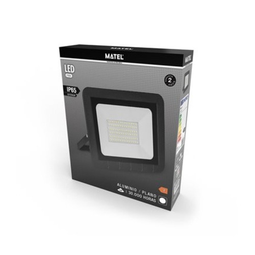 PROYECTOR LED PLANO NEGRO 75W MATEL