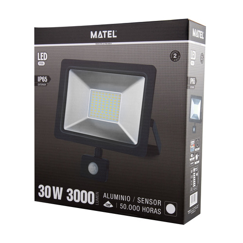 PROYECTOR LED CON SENSOR NEGRO 30W MATEL