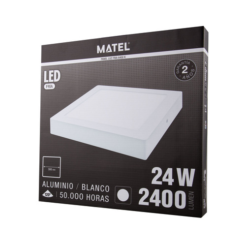 DOWNLIGHT LED CUADRADO BLANCO 24W FRÍA MATEL