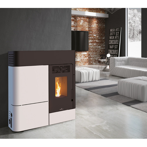 CLARA ESTUFA DE PELLETS PASILLERA 11 KW BLANCO/NEGRO (CANALIZABLE)