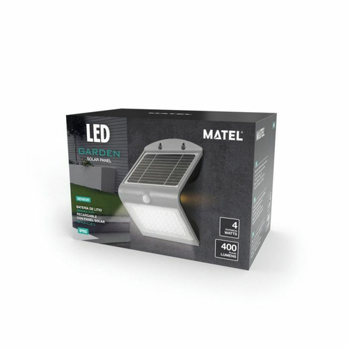 APLIQUE LED SOLAR KORPASS SENSOR 4W NEGRO FRÍA MATEL