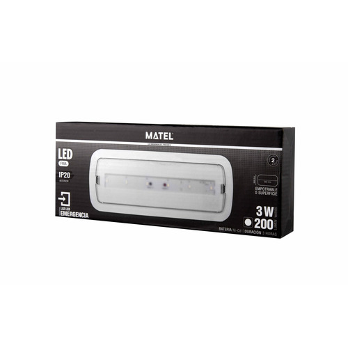 LUZ DE EMERGENCIA LED 3W 200LM 24CM MATEL