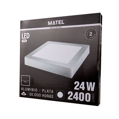 DOWNLIGHT LED CUADRADO PLATA 24W FRÍA MATEL