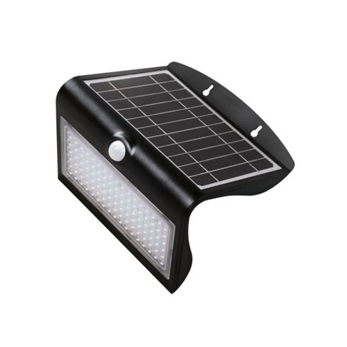APLIQUE LED SOLAR KORPASS SENSOR 8W NEGRO FRÍA MATEL
