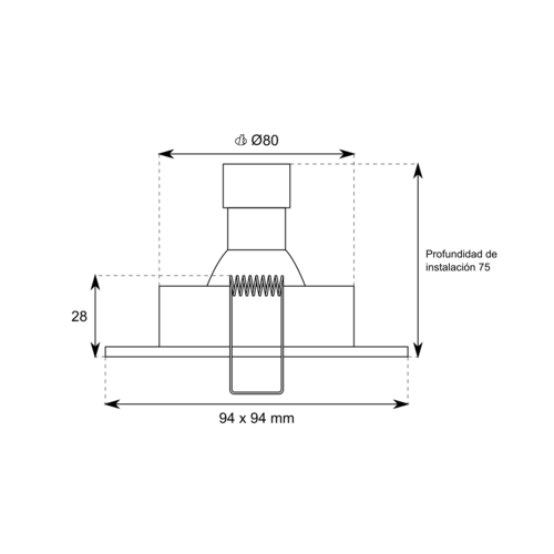 DOWNLIGHT EMPOTRABLE CUADRADO BASCULANTE ALUMINIO