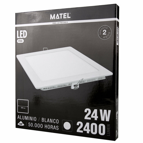 DOWNLIGHT LED EMPOTRAR CUADRADO BLANCO 24W FRIA MATEL