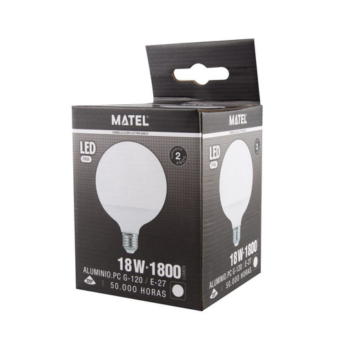 BOMBILLA LED GLOBO G120 E27 18W FRIA MATEL