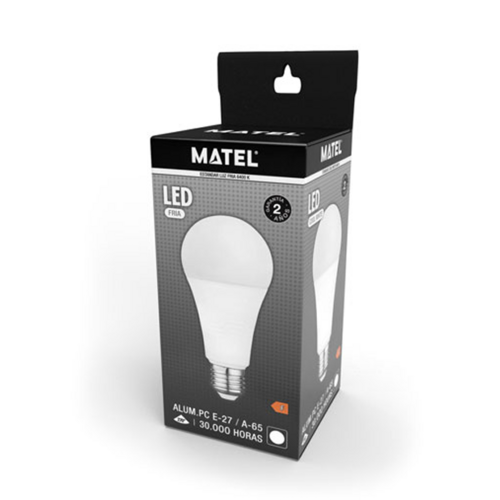 BOMBILLA LED ESTANDAR E27 24W FRIA MATEL