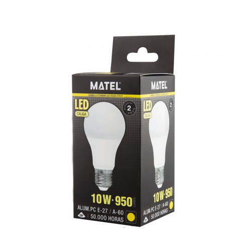 BOMBILLA LED ESTANDAR E27 10W CALIDA MATEL