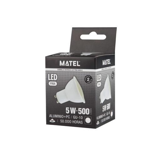 BOMBILLA LED DICROICA GU10 5W FRIA MATEL