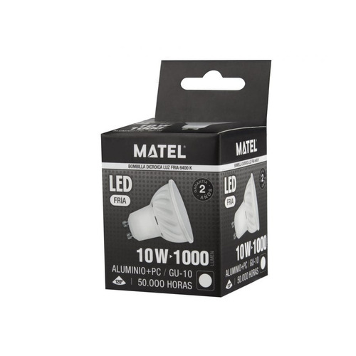 BOMBILLA LED GU10 10W ALUMINIO FRIA MATEL