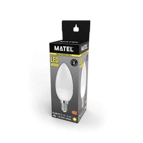 BOMBILLA LED VELA E14 5W CALIDA MATEL