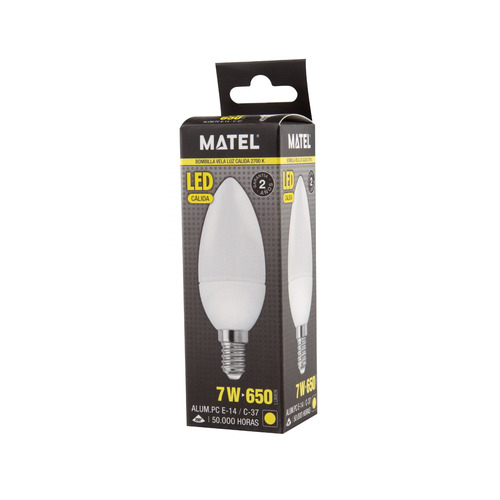BOMBILLA LED VELA E14 7W CALIDA MATEL