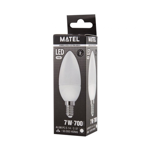 BOMBILLA LED VELA E14 7W FRIA MATEL