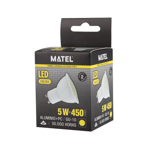 BOMBILLA LED  DICROICA GU10 5W CALIDA MATEL