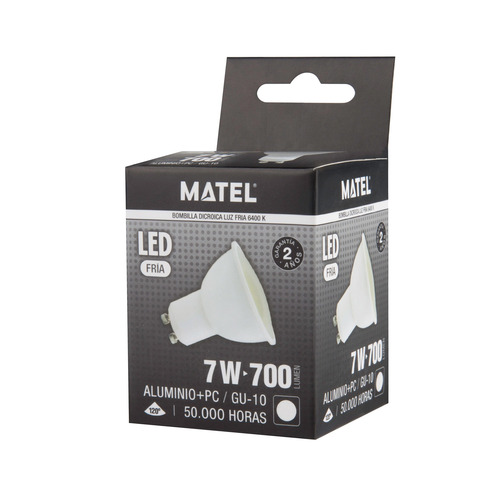 BOMBILLA LED DICROICA GU10 7W FRIA MATEL