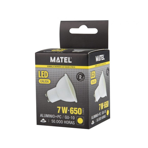 BOMBILLA LED DICROICA GU10 7W CALIDA MATEL