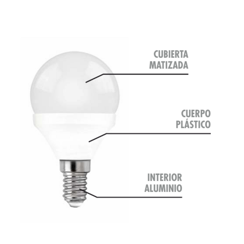 BOMBILLA LED ESFERICA E14 10W CALIDA MATEL