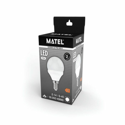 BOMBILLA LED ESFERICA E14 10W FRIA MATEL