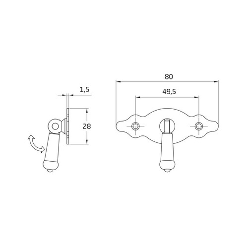 TIRADOR HORIZONTAL CON PLACA ACERO NEGRO 80mm AMIG