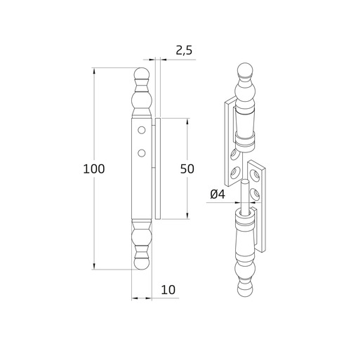 BISAGRA DESMONTABLE CUERO 100X50 mm AMIG