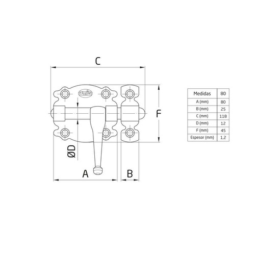 PASADOR SOBREPONER NEGRO 80mm AMIG