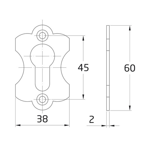 BOCALLAVE VERTICAL ACERO NEGRO 60X38X2 mm AMIG
