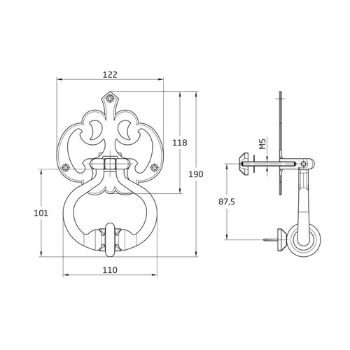 ALDABA RUSTICA ACERO NEGRO 110X100 mm AMIG