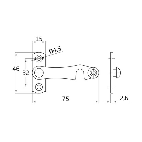 ALDABILLA LATON PULIDO DERECHA 75X46 mm AMIG