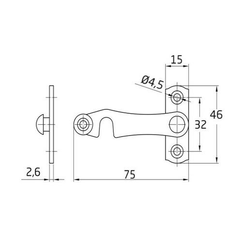 ALDABILLA LATON PULIDO IZQUIERDA 75X46 mm AMIG