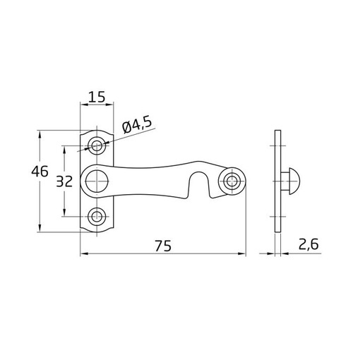 ALDABILLA ACERO NEGRO DERECHA 75X46 mm AMIG