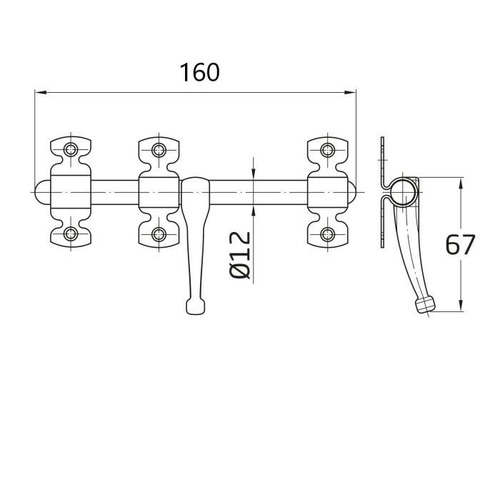 PASADOR SOBREPONER NEGRO 160 mm AMIG