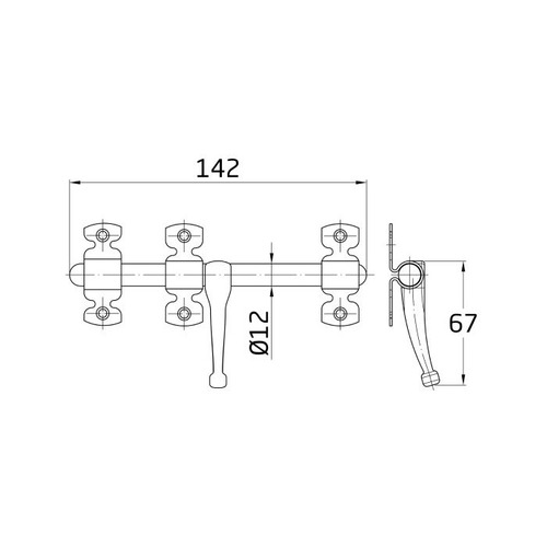 PASADOR SOBREPONER NEGRO 140 mm AMIG