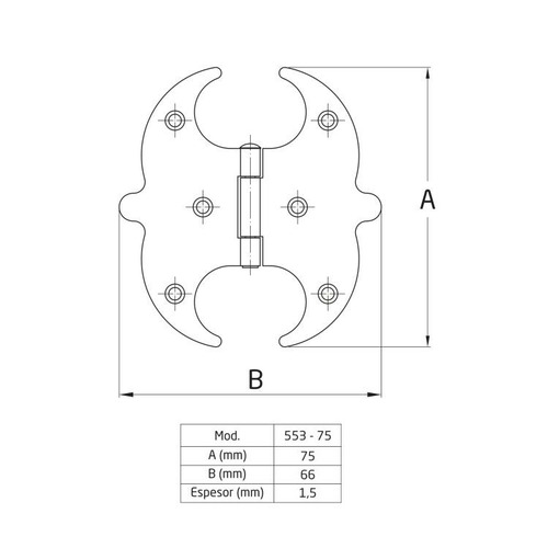 BISAGRA MARIPOSA ACERO NEGRO 75 mm AMIG