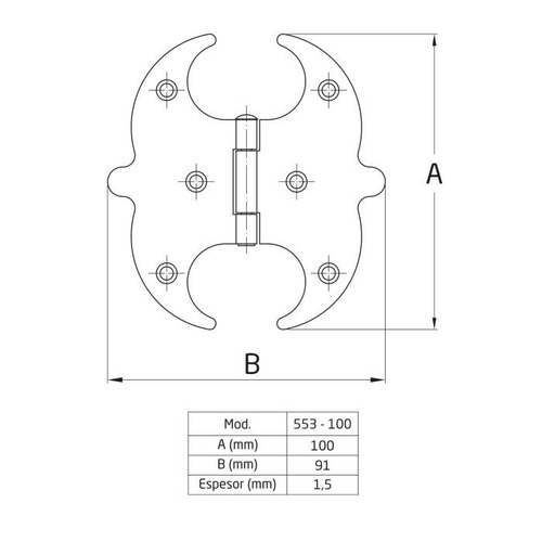 BISAGRA MARIPOSA ACERO NEGRO 100 mm AMIG