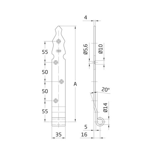 GOZNE GOTICO ACERO NEGRO 250mm AMIG