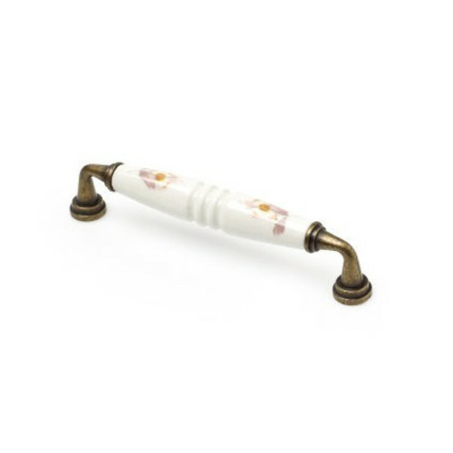 ASA TIRADOR PORCELANA FLORAL CUERO VIEJO 144 mm REI