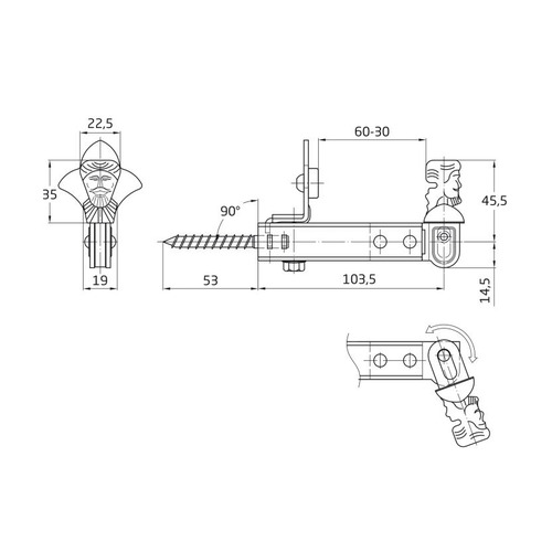 RETENEDOR CONTRAVENTANA ACERO NEGRO 157 mm AMIG