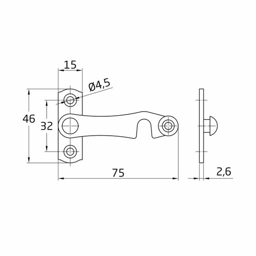 ALDABILLA ACERO NEGRO IZQUIERDA 75X46 mm AMIG