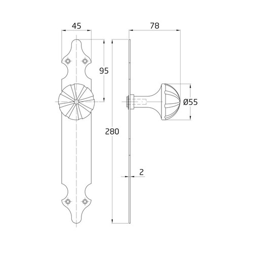 POMO PUERTA GIRATORIO NEGRO 280 mm AMIG