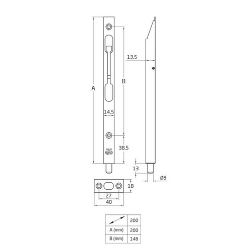 PASADOR EMBUTIR ACERO CUERO 200 mm AMIG