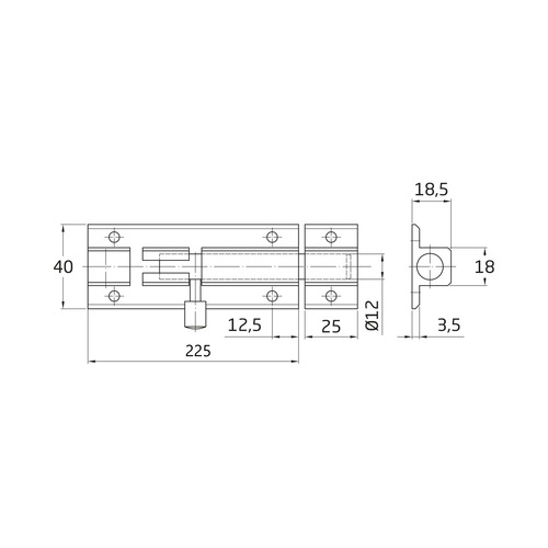 PASADOR SOBREPONER ALUMINIO BLANCO 250 mm AMIG