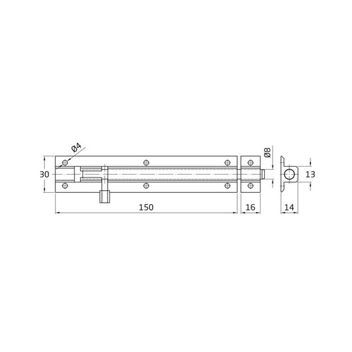 PASADOR SOBREPONER ALUMINIO BLANCO 150 mm AMIG