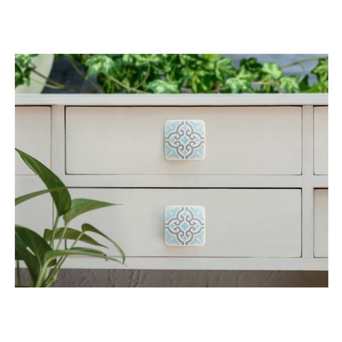 POMO CUADRADO AZULEJO AZUL 37mm REI