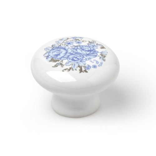 POMO REDONDO PORCELANA FLORES AZUL ø 35 mm REI