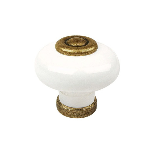 POMO ZAMAK CUERO PORCELANA BLANCO ø 31 mm REI