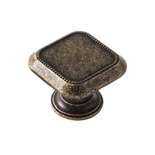 POMO CUADRADO ZAMAK CUERO VIEJO 30MM REI