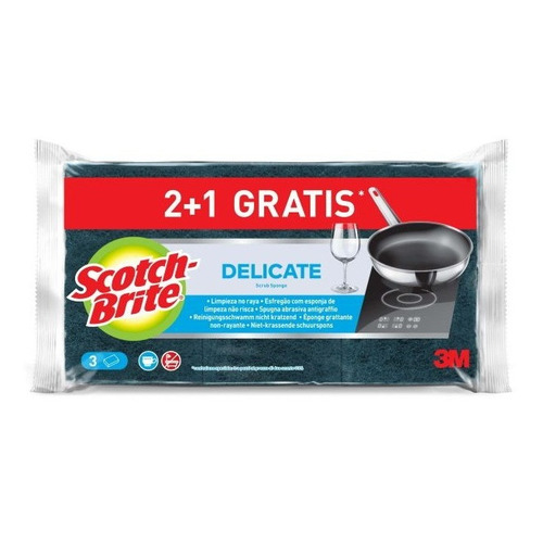 ESTROPAJO DELICATE CON ESPOJA AZUL 2+1 SCOTCH BRITE