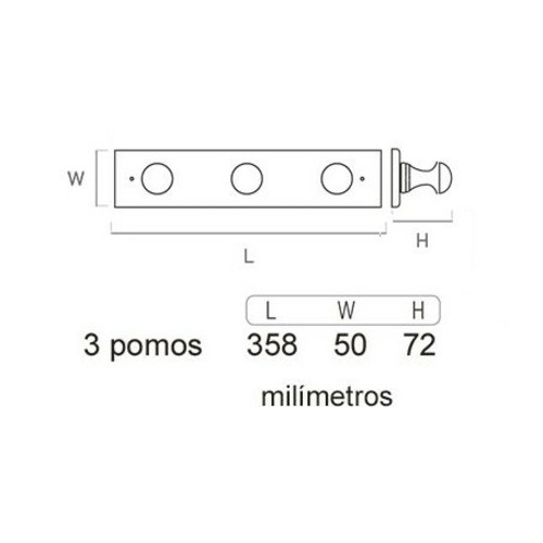 COLGADOR ATORNILLAR MADERA PINO NATURAL 3 POMOS NESU
